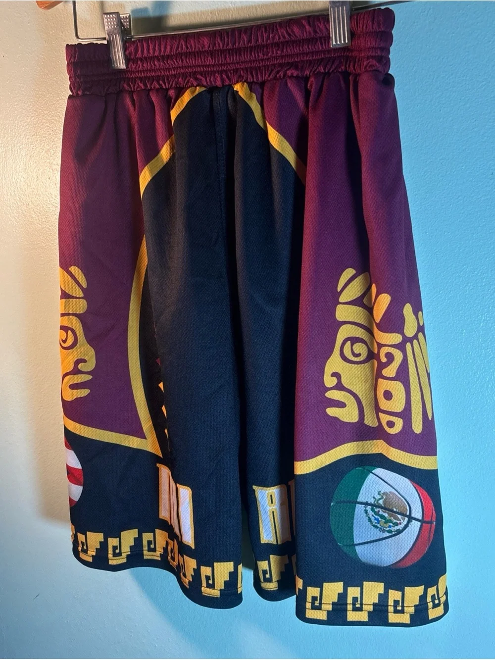 Basketball Shorts Mexico Puerto Rico Mi Raza Aztec Size Small